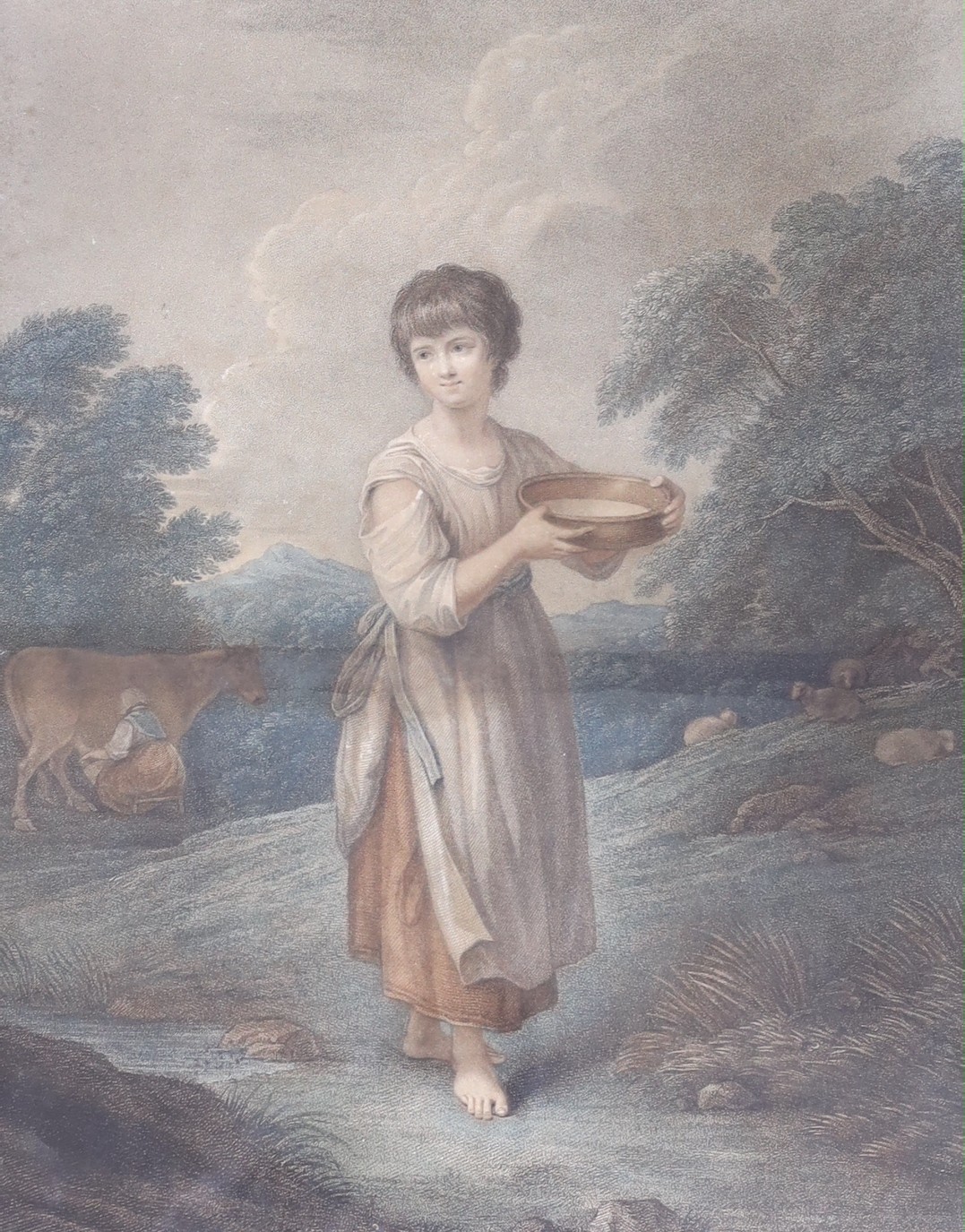 Francesco Bartolozzi (1727-1815), two mezzotints, ‘Lavinia’ and ‘Henry and Emma’, 44 x 35cm